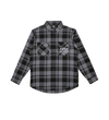 AVVA BRAND Blinding Sun LS Flannel Grey Black Open Plaid