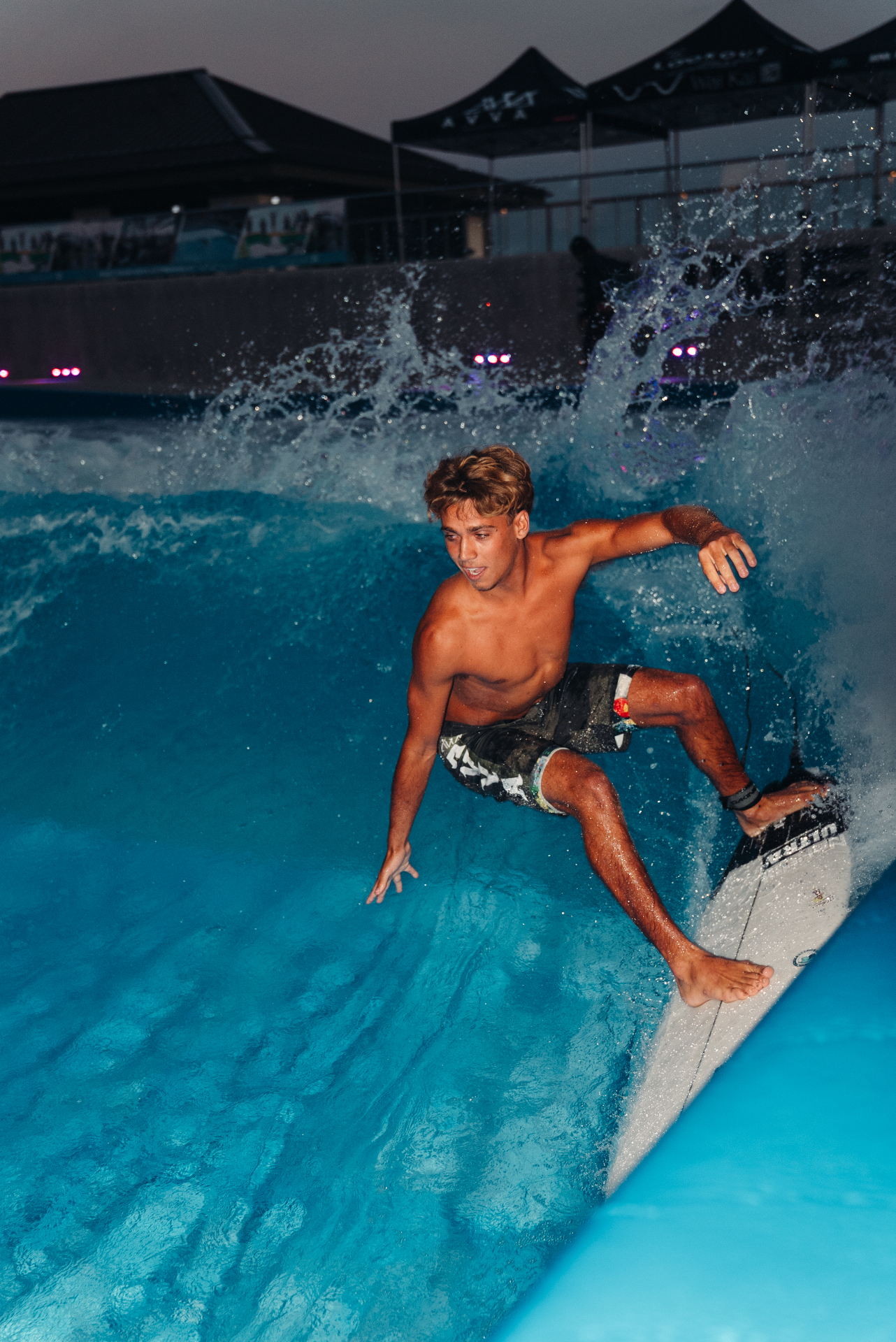 AVVA rider carving the wave pool