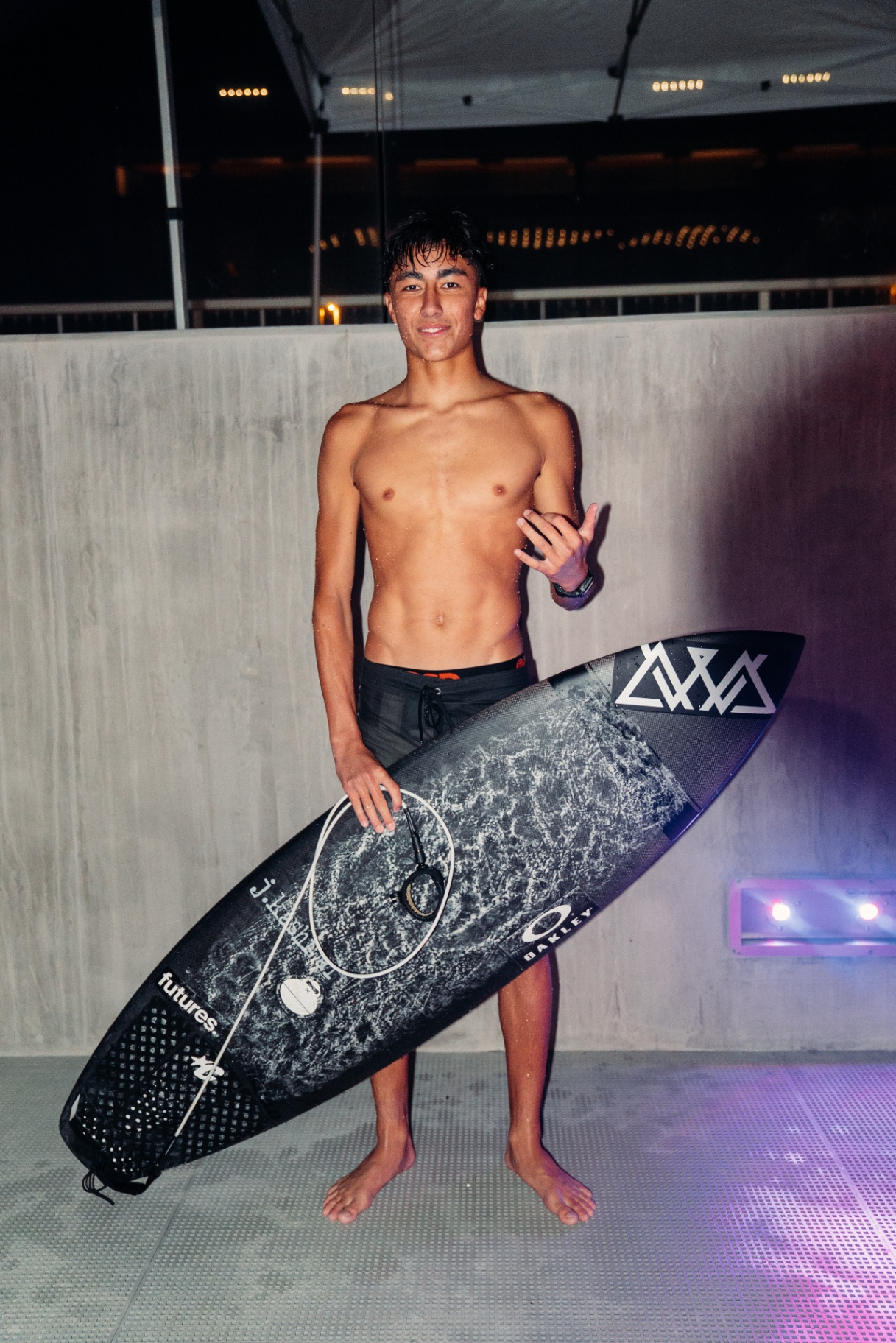 AVVA rider with AVVA-decked surfboard