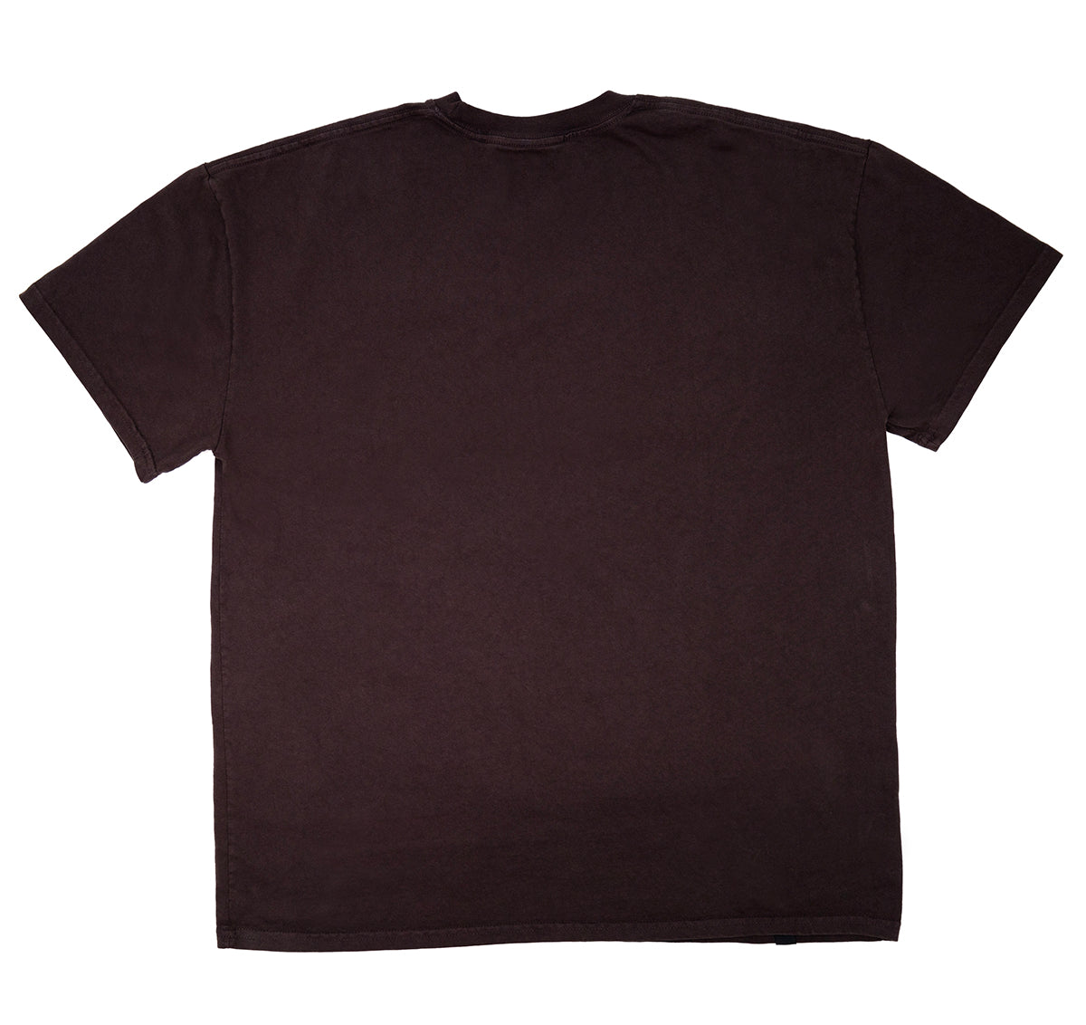 BACK VIEW OF BROWN HEAVYWEIGHT CREED TEE. NO LOGO.