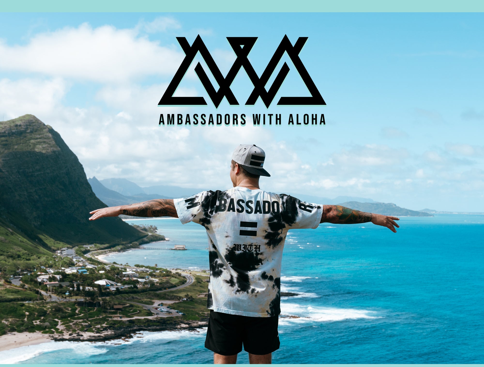 Ambassadors with Aloha, Kekoa standing over Hawaii