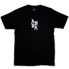 FRONT PRODUCT OF INDO PACIFIC BLACK TEE. WHITE STACKED AVVA LOGO CENTER FRONT