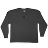 FRONT PRODUCT IMAGE OF VOYAGER BLACK PIGMENT LONG SLEEVE. SMALL AVVA BLOCK LOGO ON FRONT CHEST BLACK SCREEN PRINT.