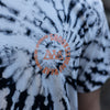 CLOSE UP OF FRONT SCREEN PRINT ON MODEL WEARING WHITE TIGER CUSTOM WASH TEE