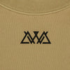 CLOSE UP OF FRONT CHEST SCREEN PRINT OF AINA PIGMENT KHAKI CREW.