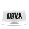 FRONT PRODUCT IMAGE OF SUNSET BEACH WHITE HAT. BLACK 3D EMBROIDERY AVVA LOGO ON FRONT